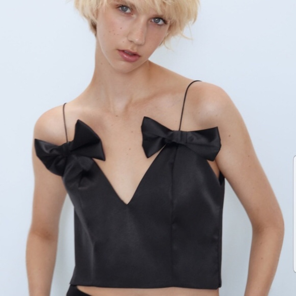 Zara Satin Bow Top